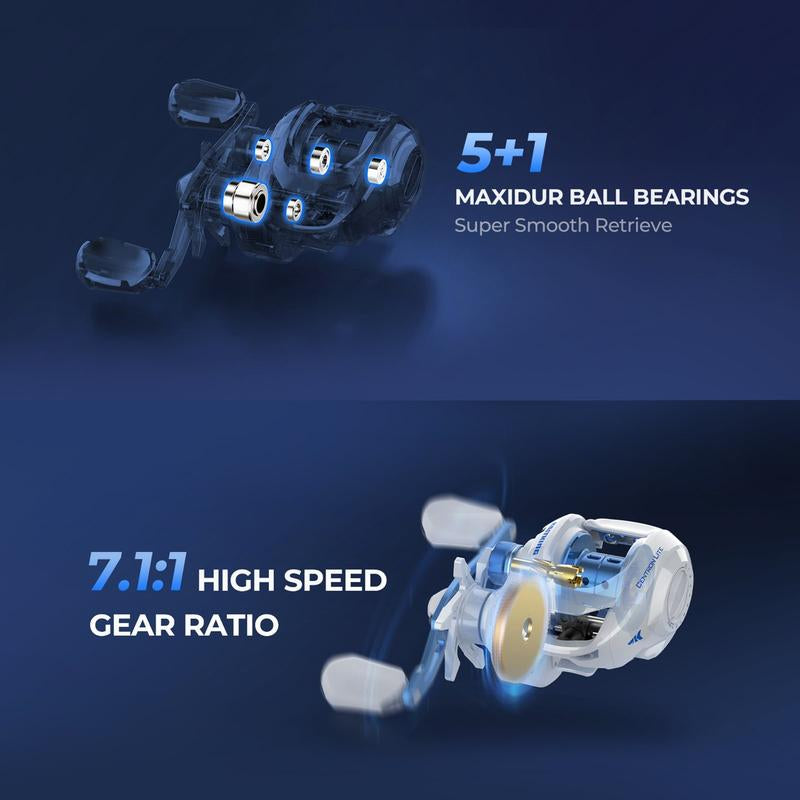 Kastking Centron Lite Casting Rod and Reel Combo, IM6 Graphite 2Pc Blanks, Stainless Steel Guides with Ceramic Rings, Contoured EVA Handles & Fighting Butt, Split or Full Rear Handle Design, 10 Models