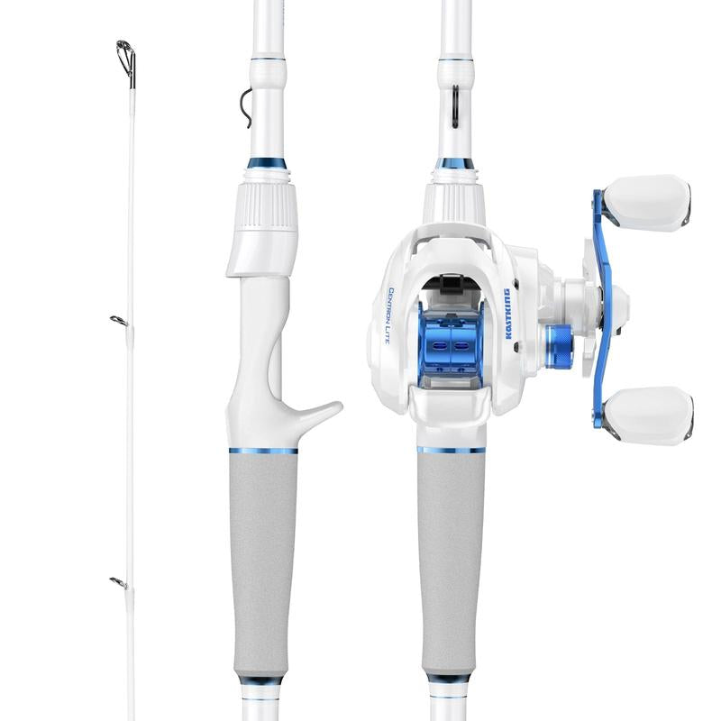 Kastking Centron Lite Casting Rod and Reel Combo, IM6 Graphite 2Pc Blanks, Stainless Steel Guides with Ceramic Rings, Contoured EVA Handles & Fighting Butt, Split or Full Rear Handle Design, 10 Models